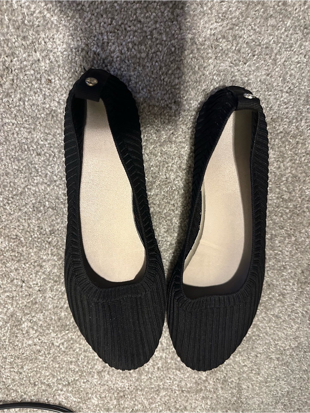 Danskin Black Knit Ballet Flats - Comfortable Everyday Slip-Ons size 8.5